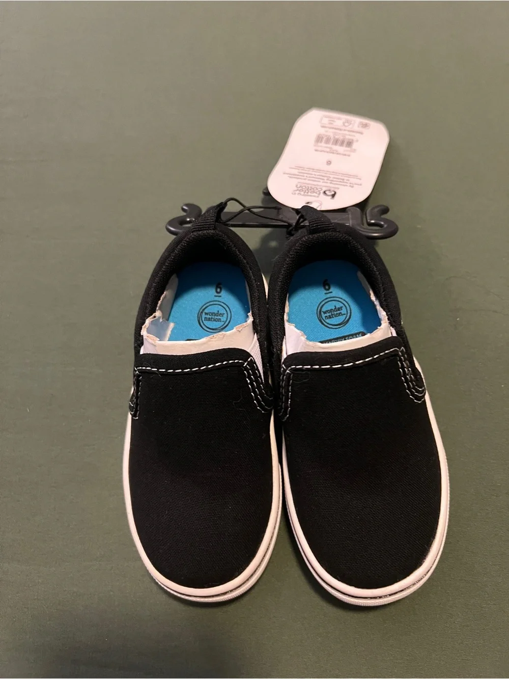 Black Slip-On Canvas Sneakers with White Trim Baby Size 6